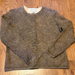 Jones Wear SPORT animal print cotton cardigan sweater - Sz large